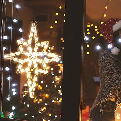 Miniatura 10 de Luz de Feliz Navidad de 16 pulgadas, luces de decoración de Feliz Navidad, luces de silueta de ventana de Navidad, decoración de lámpara de letrero