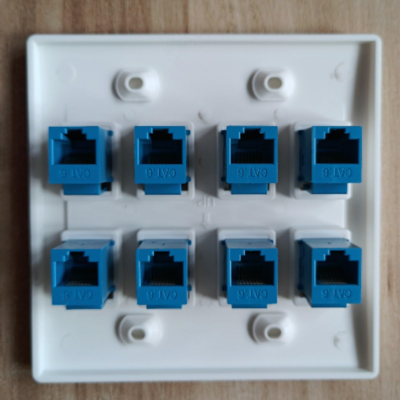 10X Plaque Murale Ethernet 8 Ports - Double Gang Cat6 RJ45 Jack Câble RéSeau FaçAde à - Bleu
