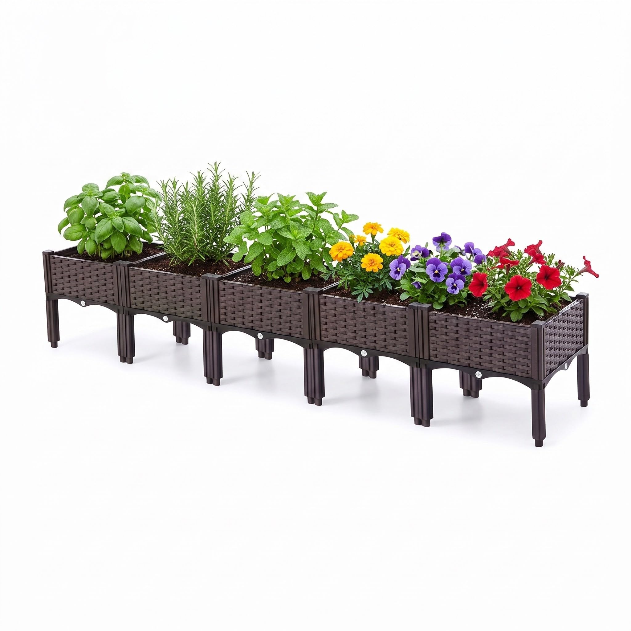 Fioriera rialzata con gambe, in plastica, per giardino, terrazza, balcone