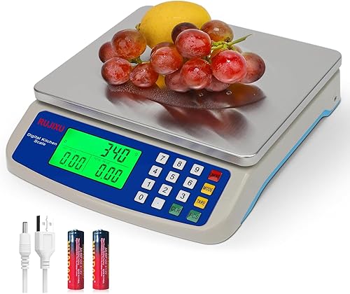 Báscula digital grande de cocina de 66.1 lbs, báscula comercial de alimentos de 66 libras para hornear pan, carne, báscula de cálculo de precios de