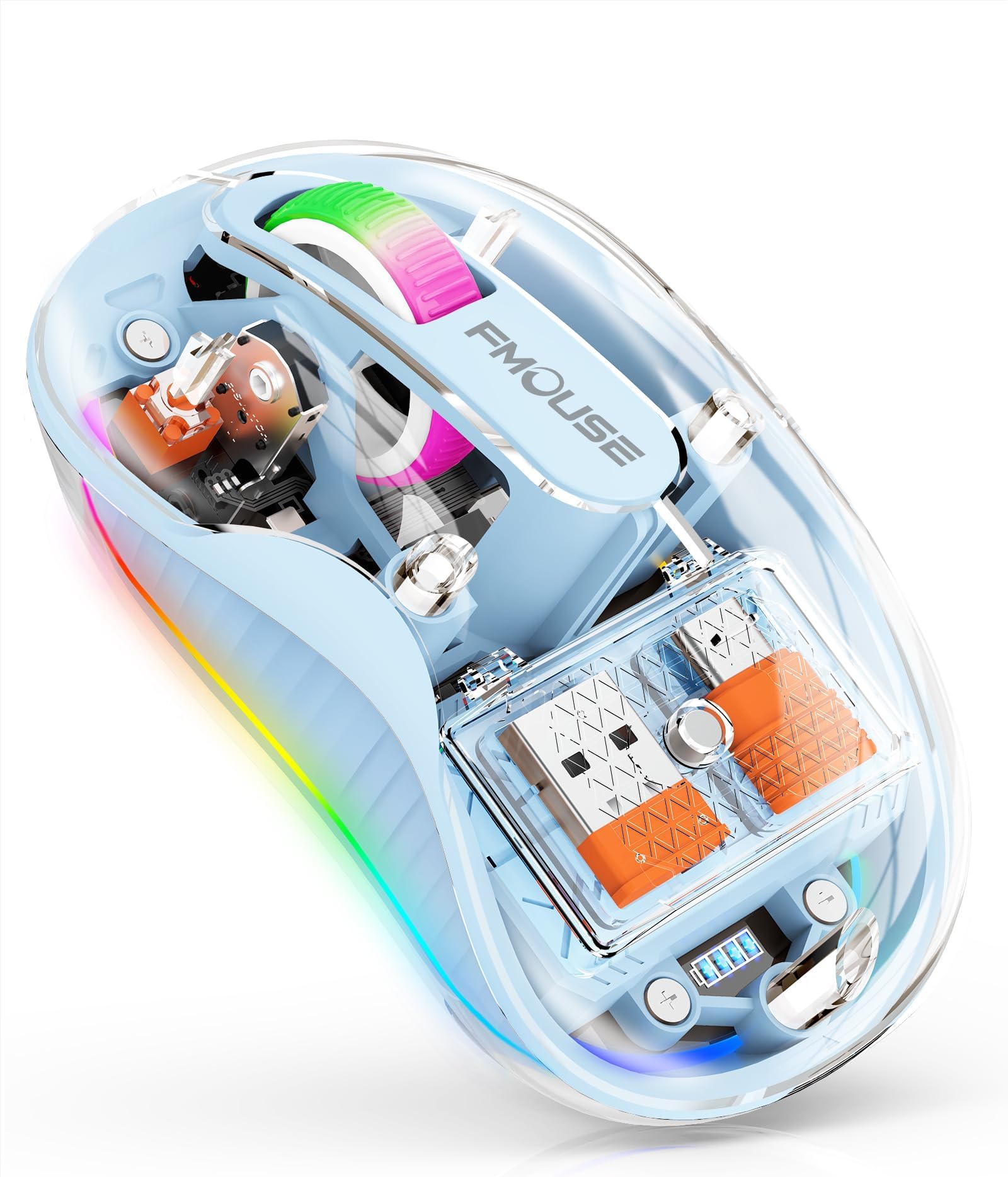 FMOUSE Inalámbrico Bluetooth Transparente Mouse, 2.4 GHz con USB y Tipo ...
