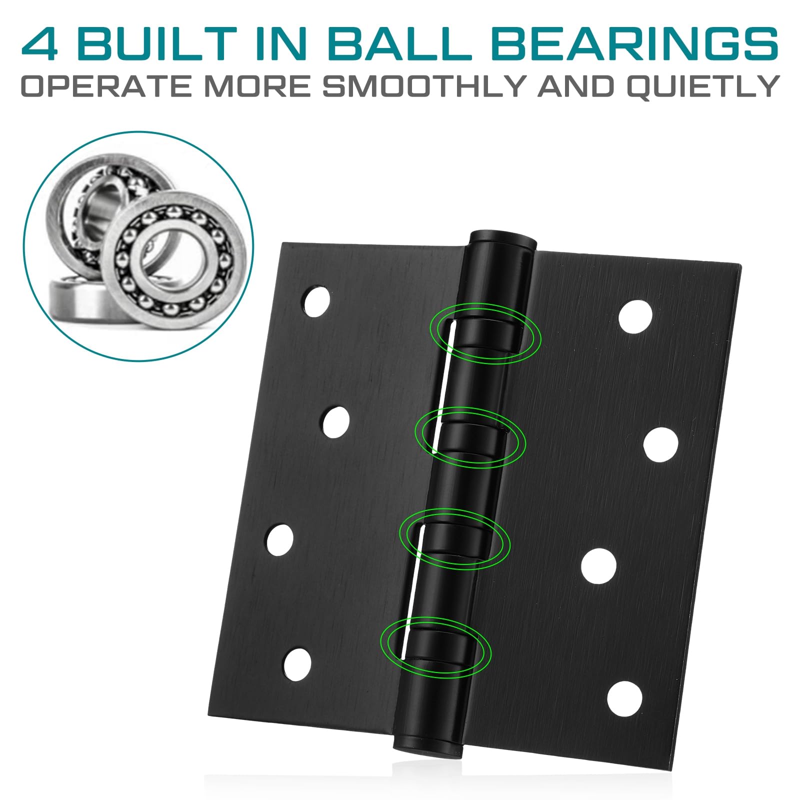 Yaocom 12 bisagras de puerta con rodamiento de bolas de 4 pulgadas, bisagras de acero inoxidable, bisagras de puerta exterior de 4 x 4 pulgadas con esquinas cuadradas para puertas exteriores e