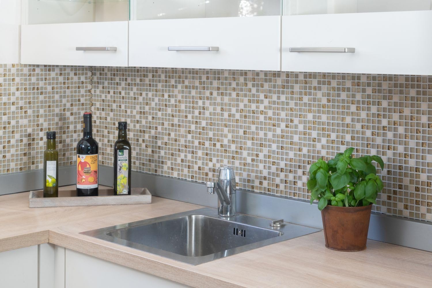Mosaïque Translucide Cristal Or Martelé - 10 Plaques - Cuisine, Mur, Toilette