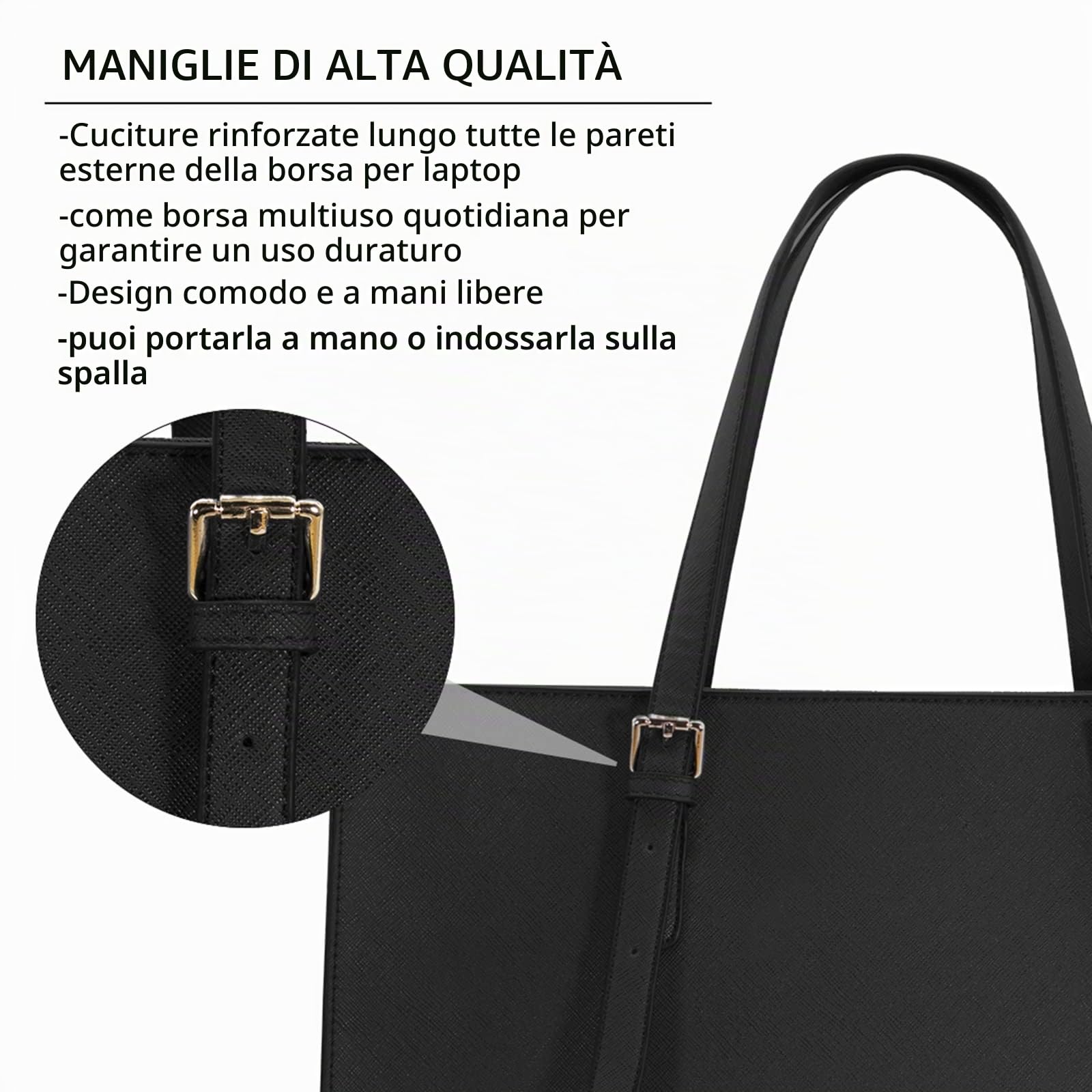 Borsa Donna Borsa a Tracolla per Computer da 15.6 Pollici Grande Impermeabile Borse Laptop Tote in Pelle PU Borsa da Lavoro Business Shopper