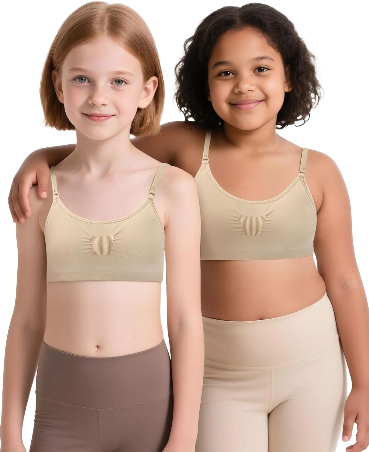 iMucci Girls Clear Strap Bra Seamless Training Bra Girls Nude Dance Bra with 2 Pairs Adjustable Clear Bra Straps Silicone Pad - Image 6