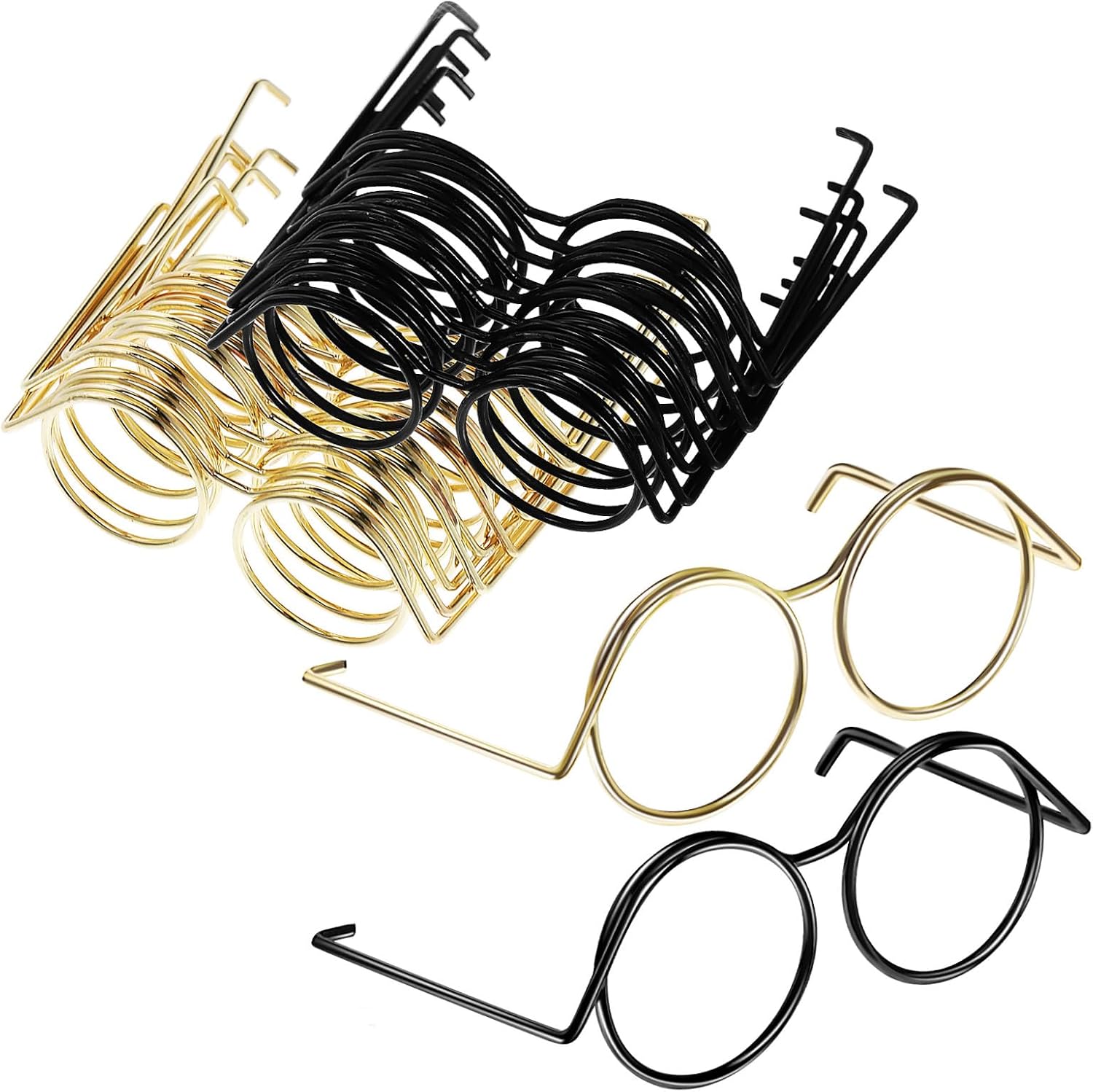 TOYANDONA 20Pcs Mini Doll Glasses Wire Rim Eyeglasses Props for Doll Dress up Accessories 1.38 Inch Metal Frames for Creative Crafts and Photo Decoration