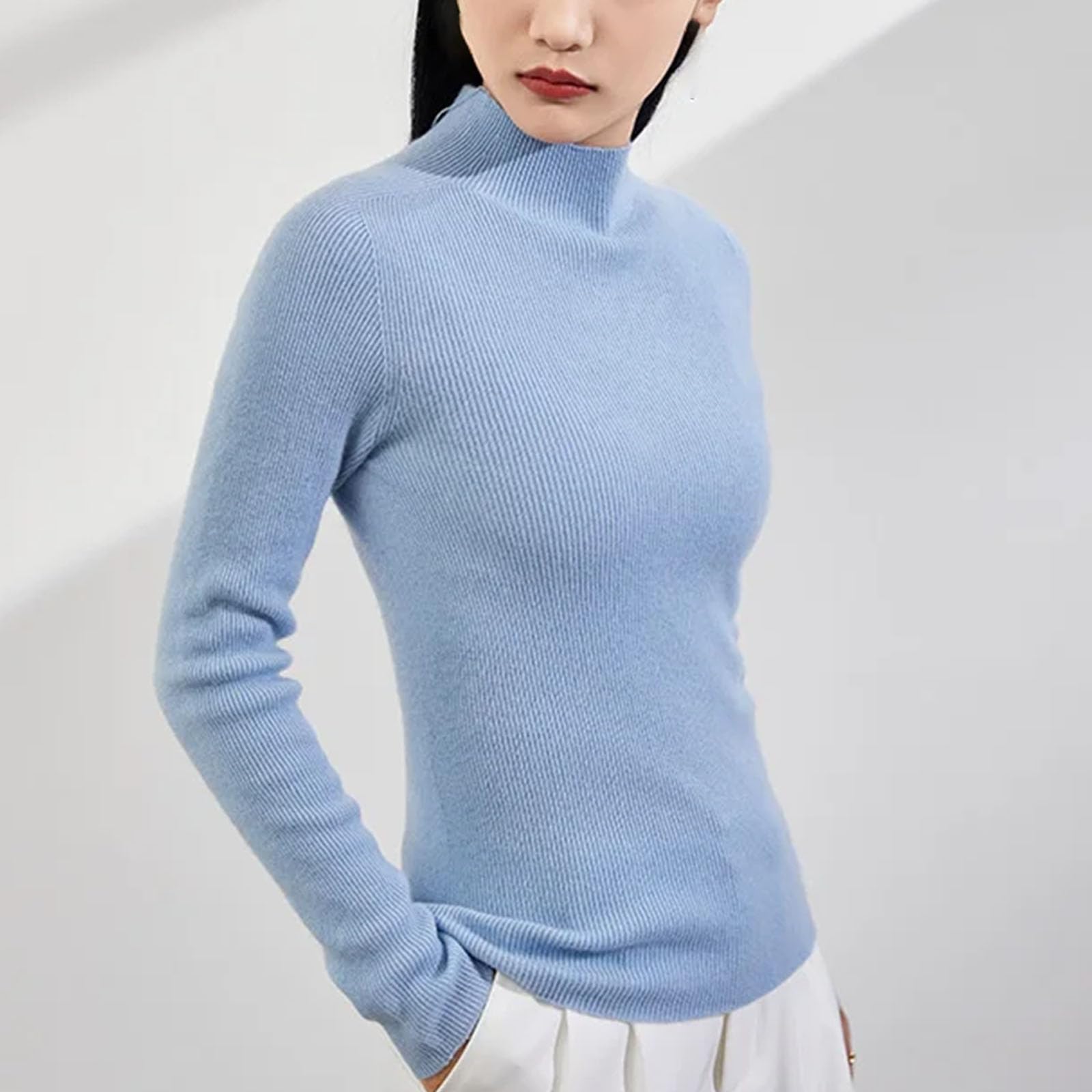 Maglione da donna a collo alto in cashmere slim all-match maglia fondello camicia