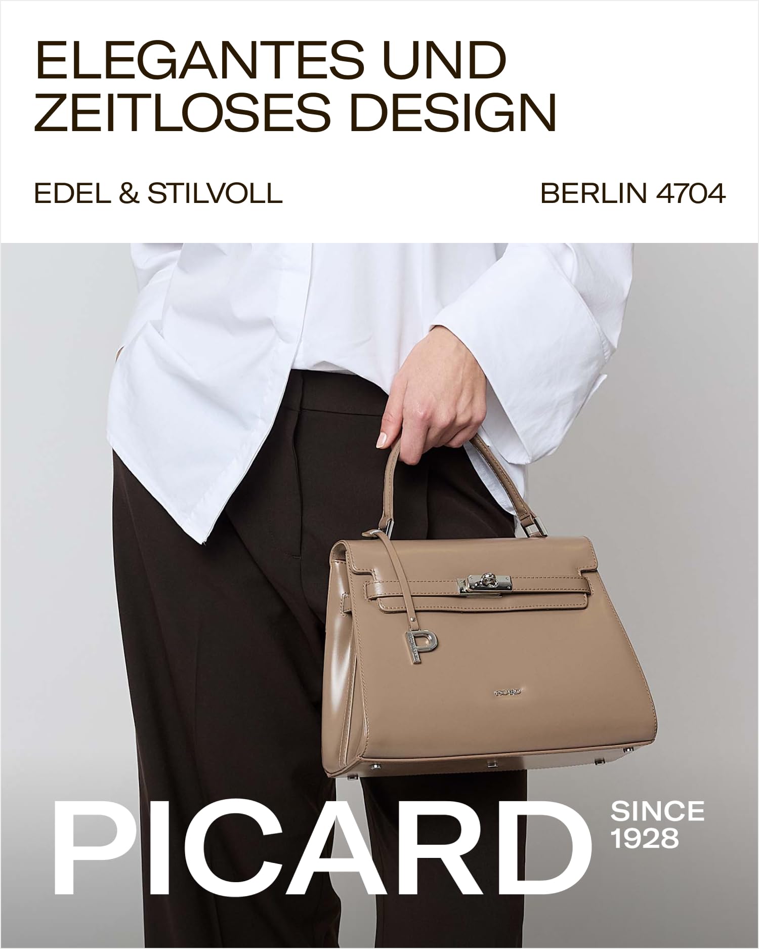 Picard Handtasche Damen Berlin | Henkeltasche aus Echtleder, gesichertem Drehverschluss & abnehmbarem Schultergurt | Umhängetasche | Elegant, modern, hochwertig | Schultertasche