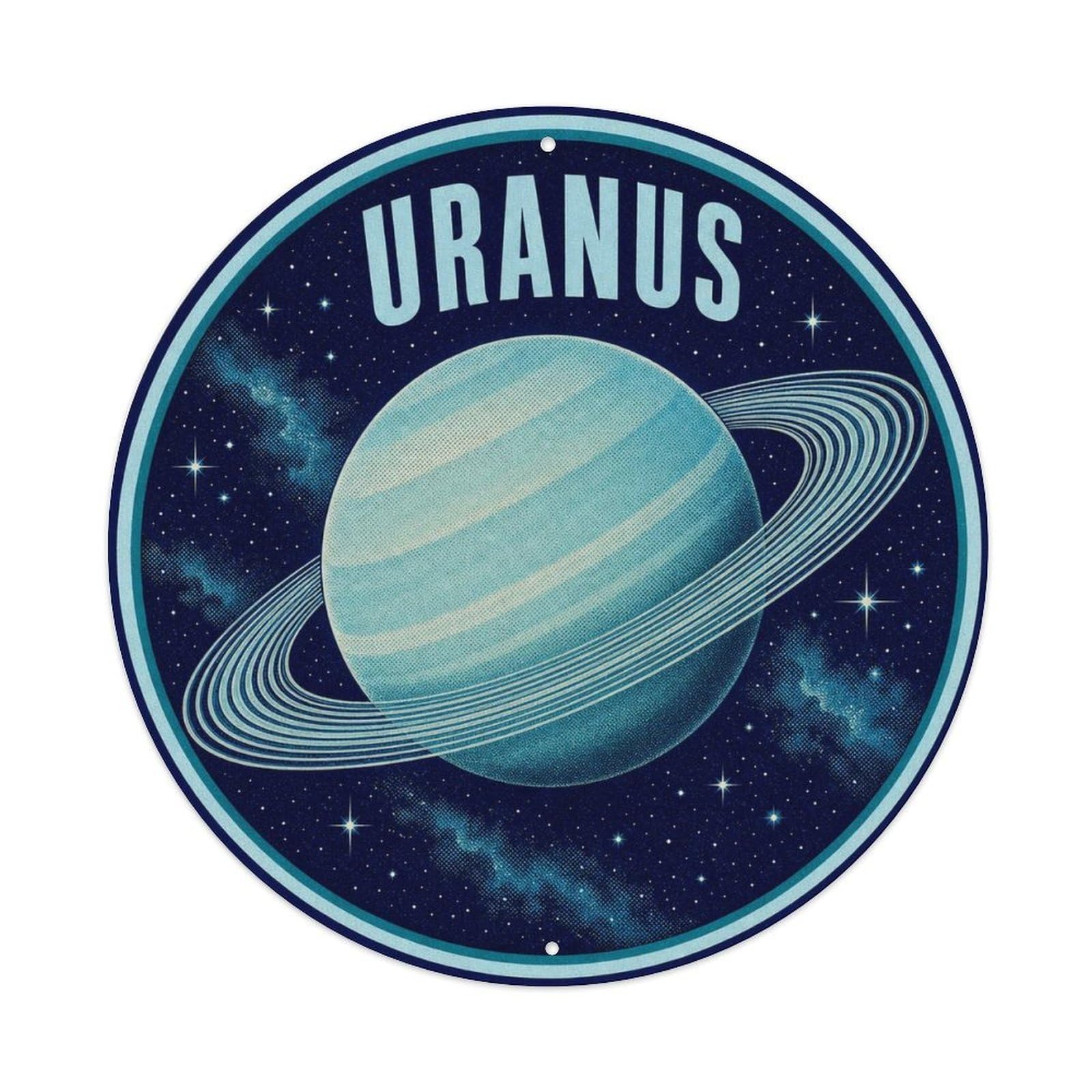 Solar System Stellar Sky Uranus Blue Planet Metal Tin Sign