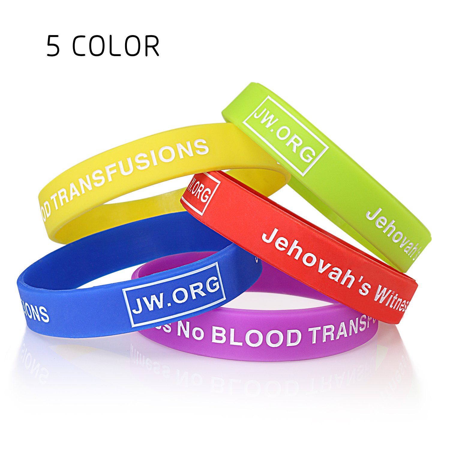 Jw. ORG pas de sang d'identification médicale Wristband-rainbow-5pcs