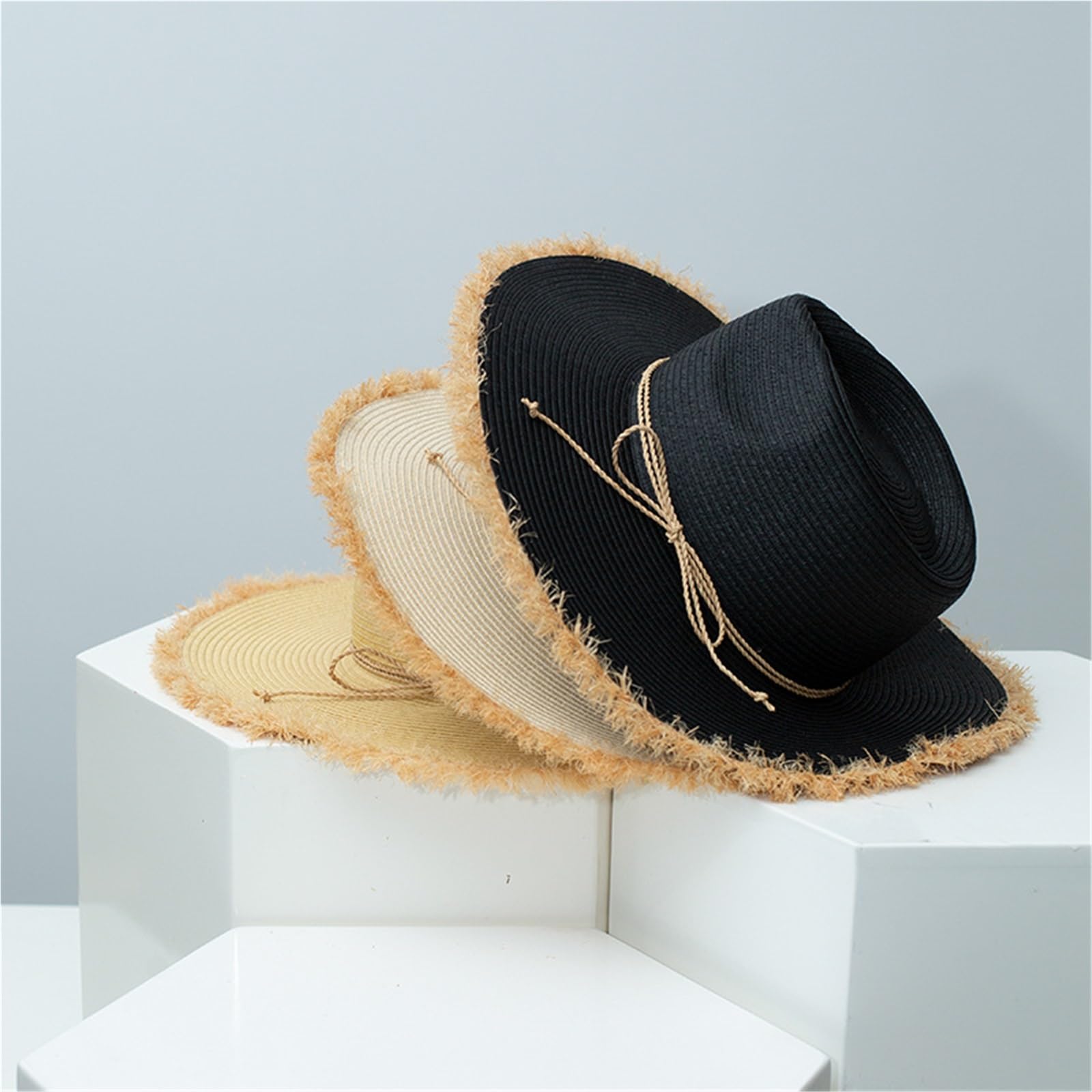 Sombrero de rafia con borde de ala grande para mujer, verano, playa, vacaciones, protección UV