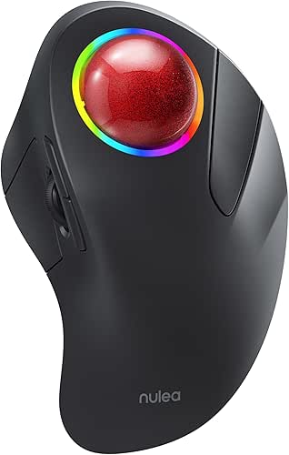 Nulea M505B Wireless Trackball Mouse, Rechargeable Ergonomic RGB Rollerball Mouse,
