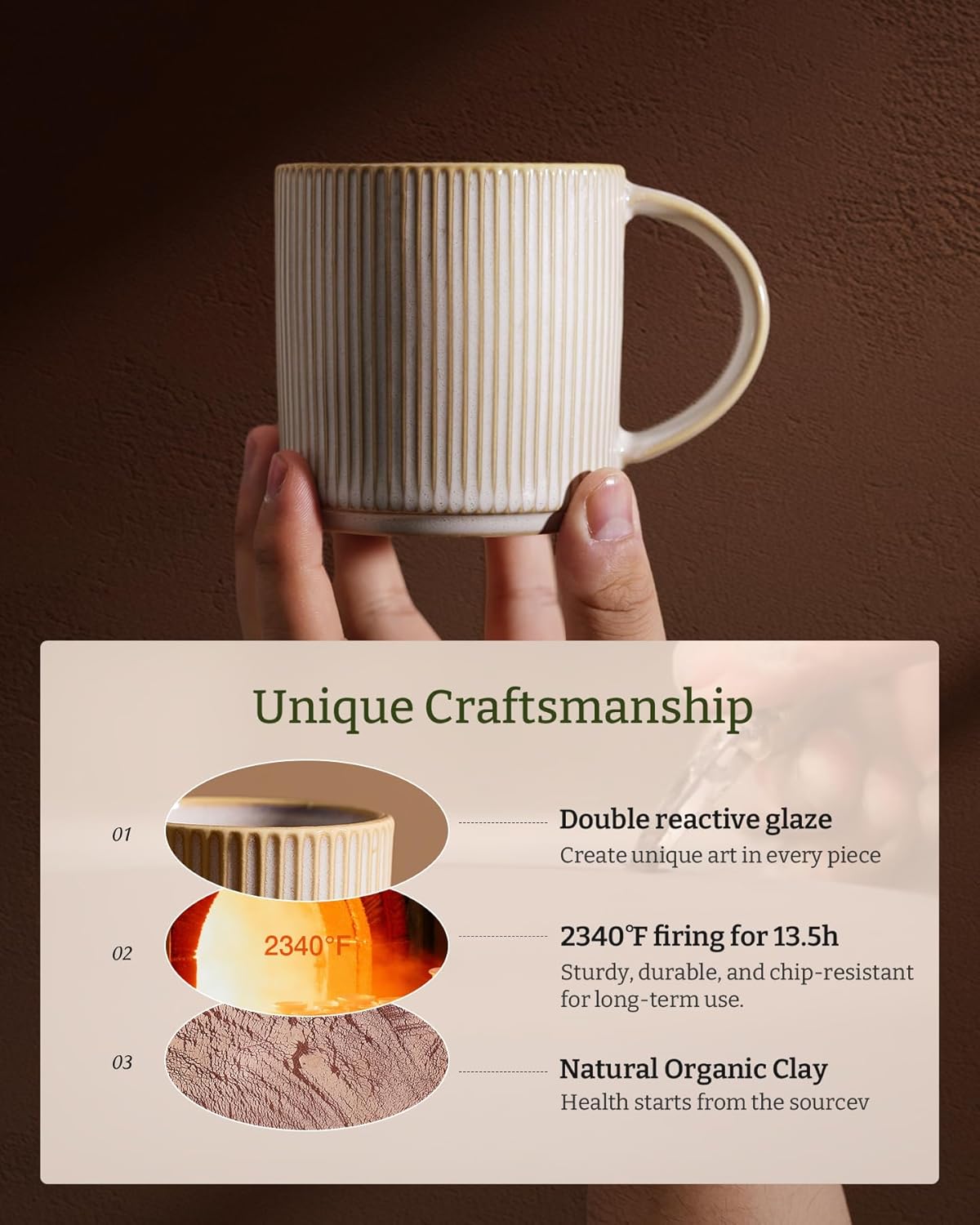 famiware Star Espresso Cups and Saucers Set of 4, [ Mini ] 3 oz Ceramic Small Coffee Mug with Handle, Ribbed Stoneware Demitasse Cup for Tea, Latte - Microwave & Dishwasher Safe - Cappuccino White - Image 7