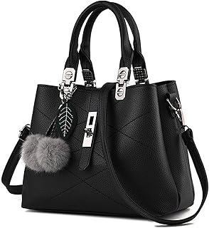 Mn&Sue Women Top Handle Satchel Leather Handbag Shoulder Bag Lady Tote Purse with Strap