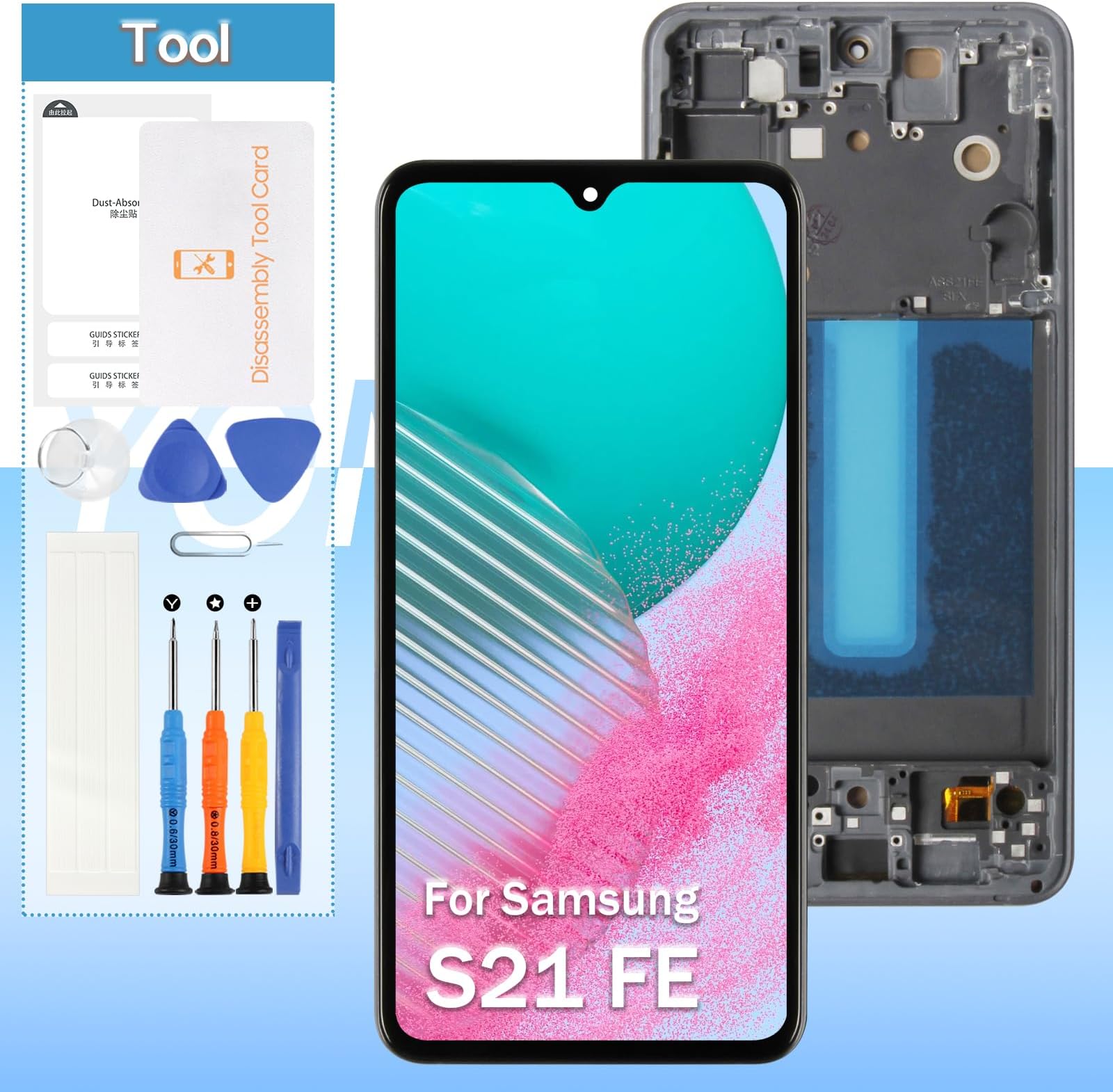 OLED for Samsung Galaxy S21 FE 5G Screen Replacement,for Samsung S21 FE SM-G990B SM-G990U SM-G990W 6.4" LCD Display Touch Screen Digitizer Assembly(Black with Frame)