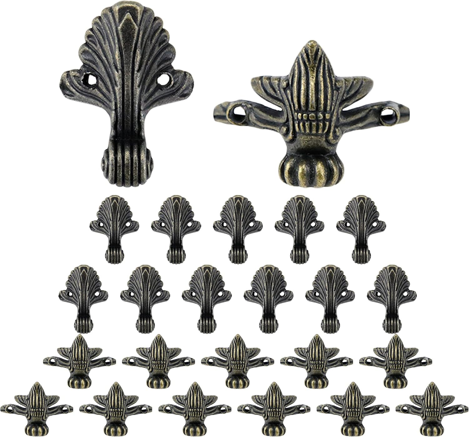 Coshar 24pcs Antique Bronze Jewelry Box Feet Corner Protector Wood Case Decorative Legs for Vintage Boxes