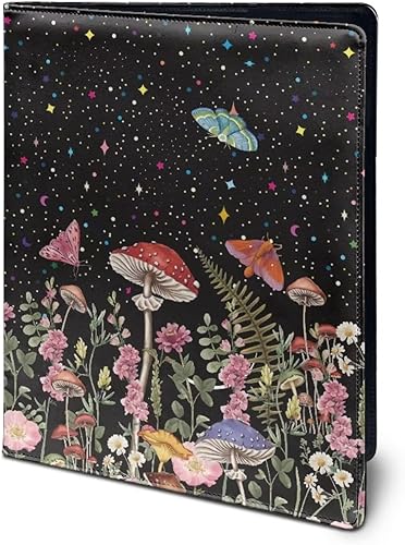 Miniatura 2 de Dreaweet Carpeta portapapeles con estampado de hongos, carpeta organizadora de cuero para mujeres, lindo organizador de negocios adecuado para