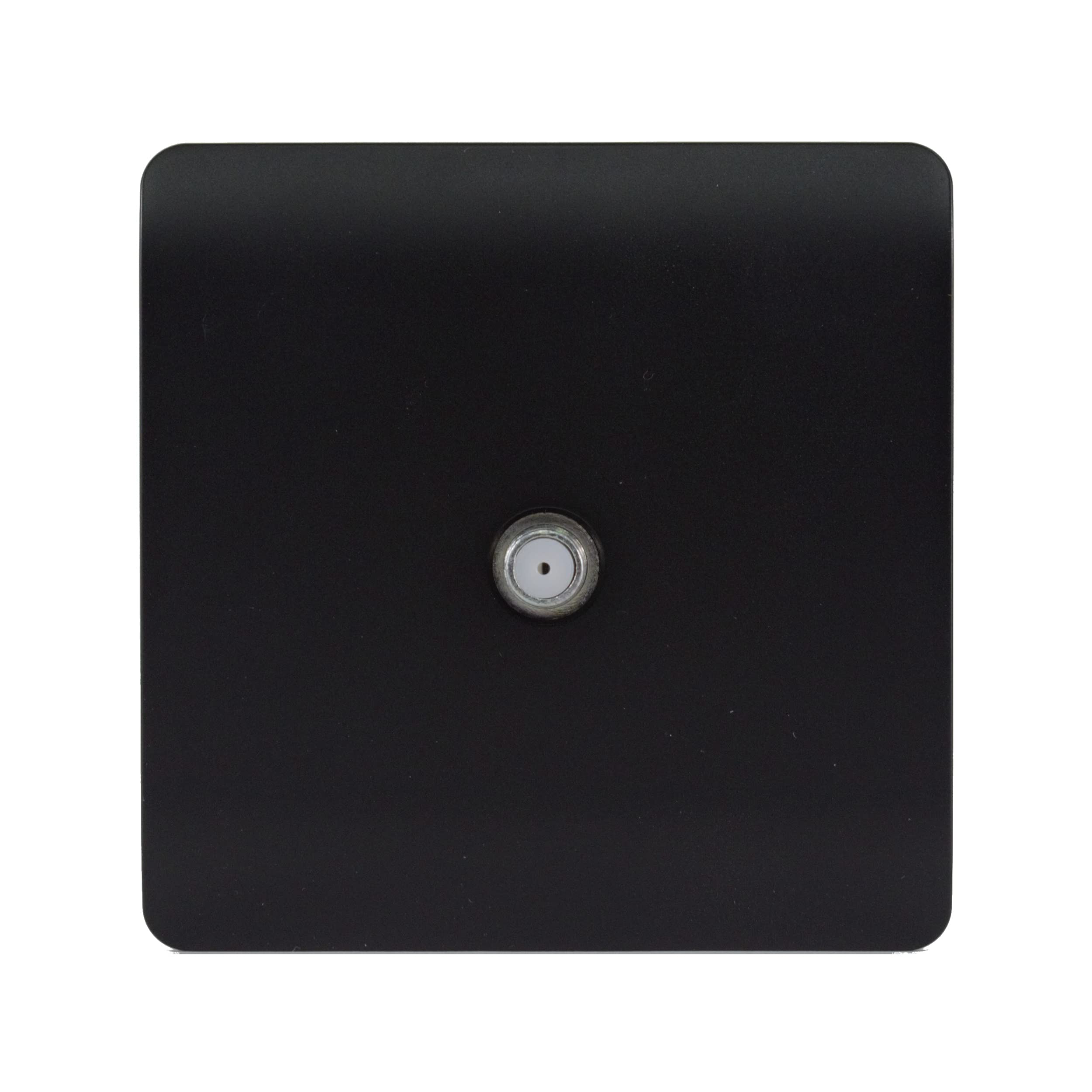 Trendi Switch 1 Gang Screwless Television Satellite Socket in Matt Black Soft Touch