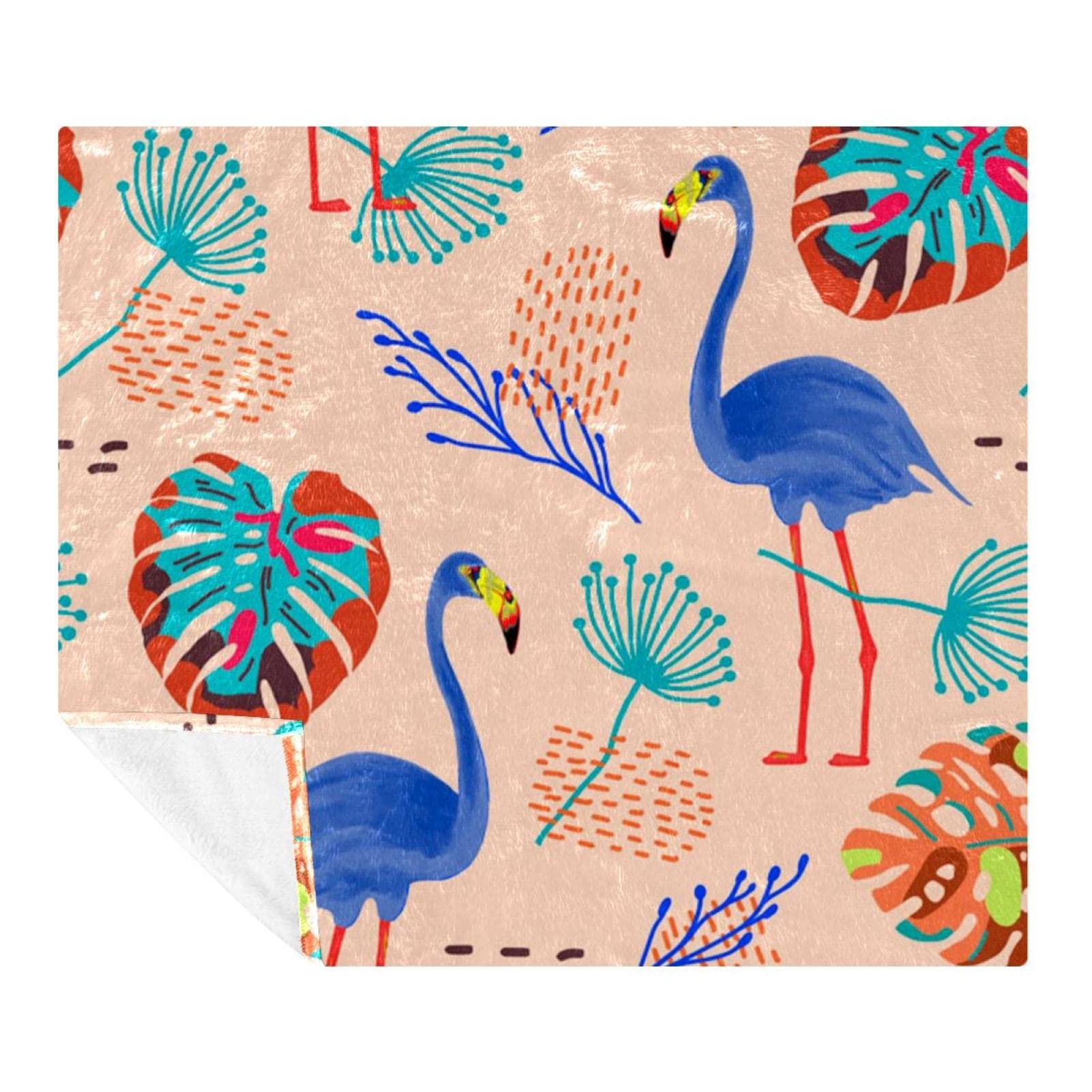 Couverture douce Blue Flamingo en microfibre polaire 150x130 cm pour lit et canapé