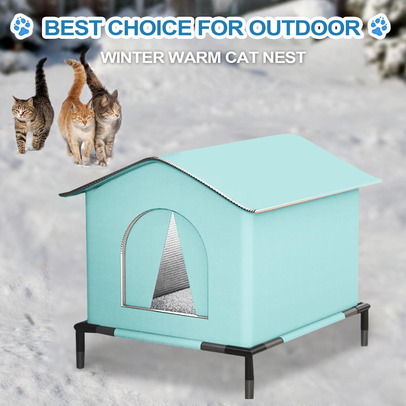 SHÉLIERA DE Cat Outdoor - ISOLURE Esterno Casa Di Gatto | Tenda Per | Animali Domestici Impermeabile per Freddo Animale Confortevole con Tappeto A Persiane per Uso Giardino, Grotta
