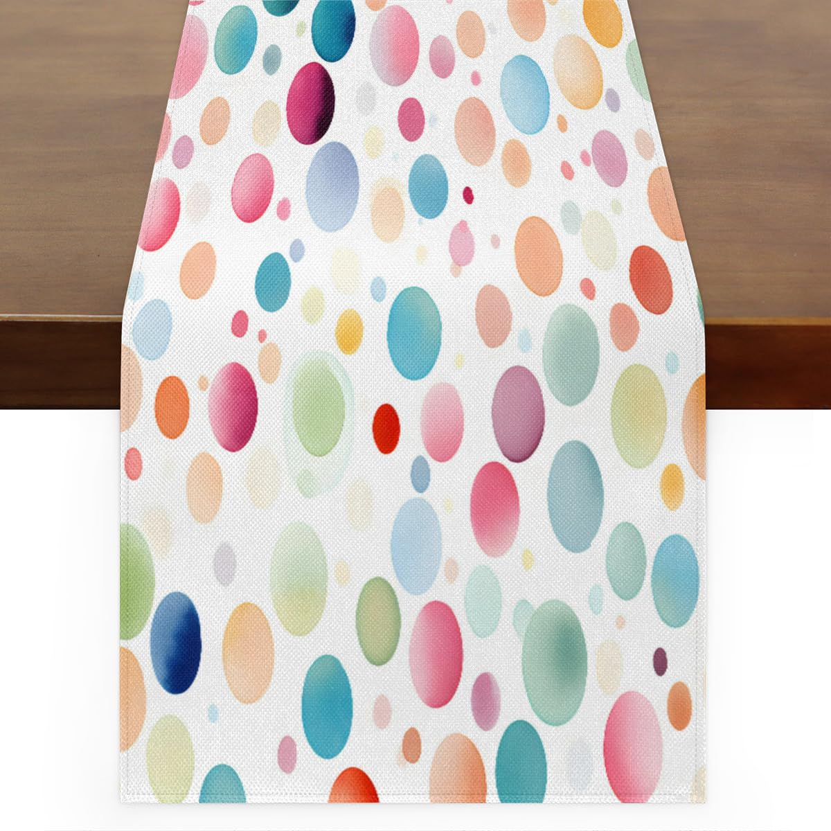 Chemin de table à pois colorés long de 228,6 cm au motif tendance multicolore