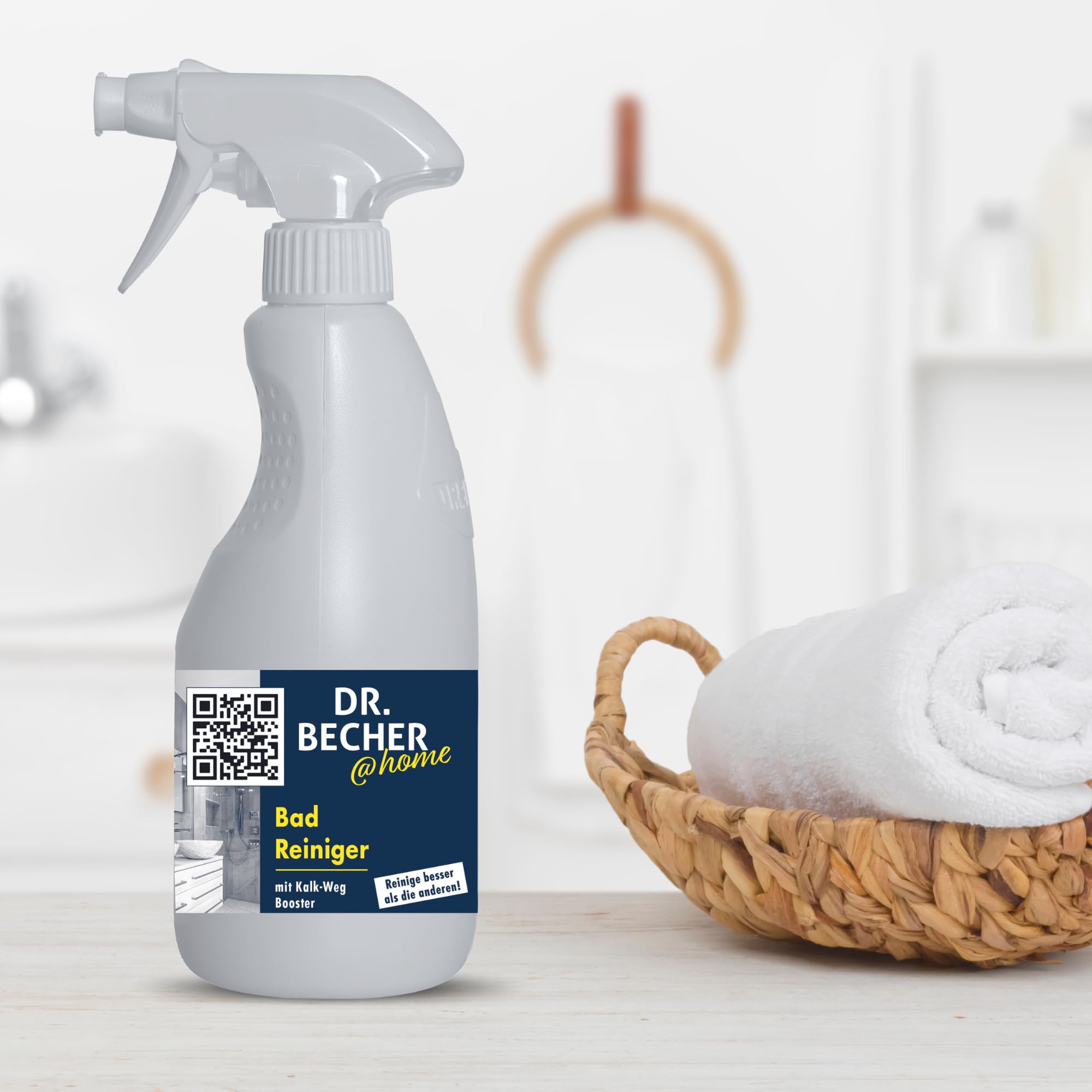DR.BECHER @home Bad Reiniger - Entfernt Kalk- und Wasserflecken, Seifen- und Schmutzreste mit Abperl-Effekt - Perfekt für Armaturen, Wannen,