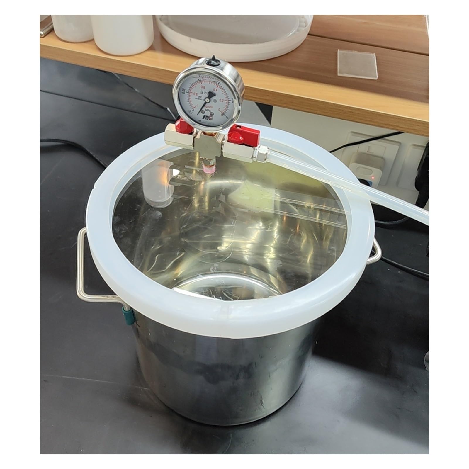 Vacuum Degassing Chamber Kit 2 3gal 5.5 6gallon 9 Gal 13 19 Gallon 20 26gal, Large Vacuum Chamber with Acrylic Clear Lid for Epoxy Resin/Wood Stabilizer/Plaster, without Pump(6Gal/21L(DxH 30x30cm/11