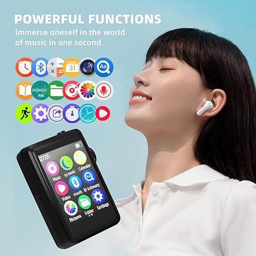 Miniatura 2 de Reproductor de MP3 con auriculares para dormir integrado Bluetooth 5.3. Reproductor de música portátil, pantalla táctil completa de 2.4 pulgadas con