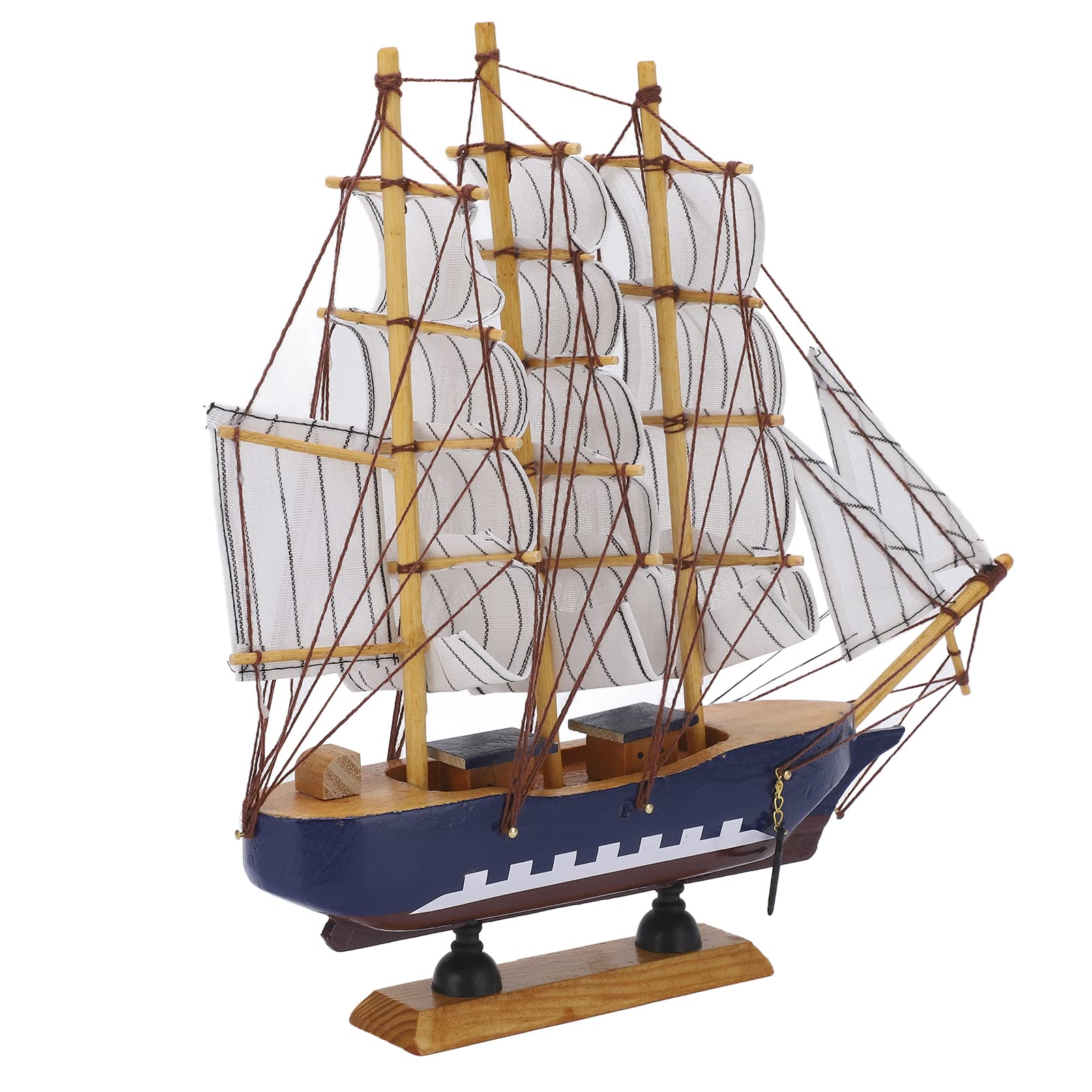 Modèle de bateau à voile de style méditerranéen de haute densité en pin naturel durable aux couleurs vives ornements, cadeaux pour femmes, hommes, adultes et amis