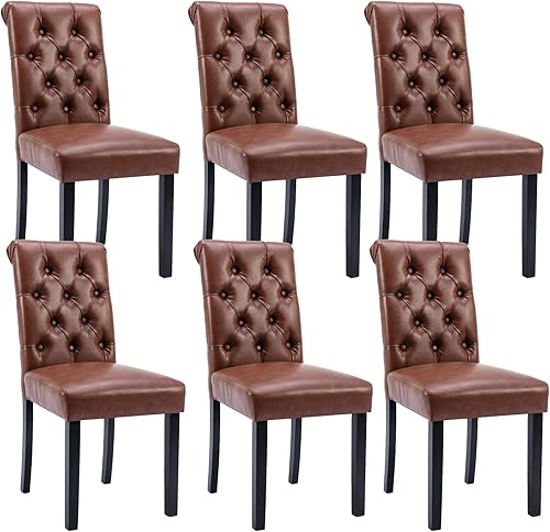 Miniatura 20 de Juego de 4 sillas de comedor tapizadas de terciopelo de madera maciza copetudas, con respaldo alto, sillas Parsons sin brazos para cocina y comedor,