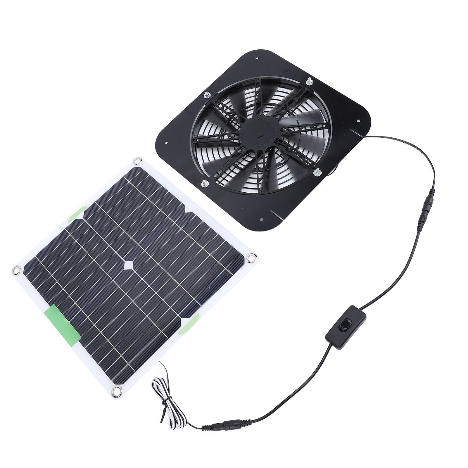 Jeffergarden Wentylator Solarny na Poddaszu, Krzem Monokrystaliczny o Mocy 100 W, Wysokowydajna Wentylacja do Szklarni i Domów dla Zwierząt