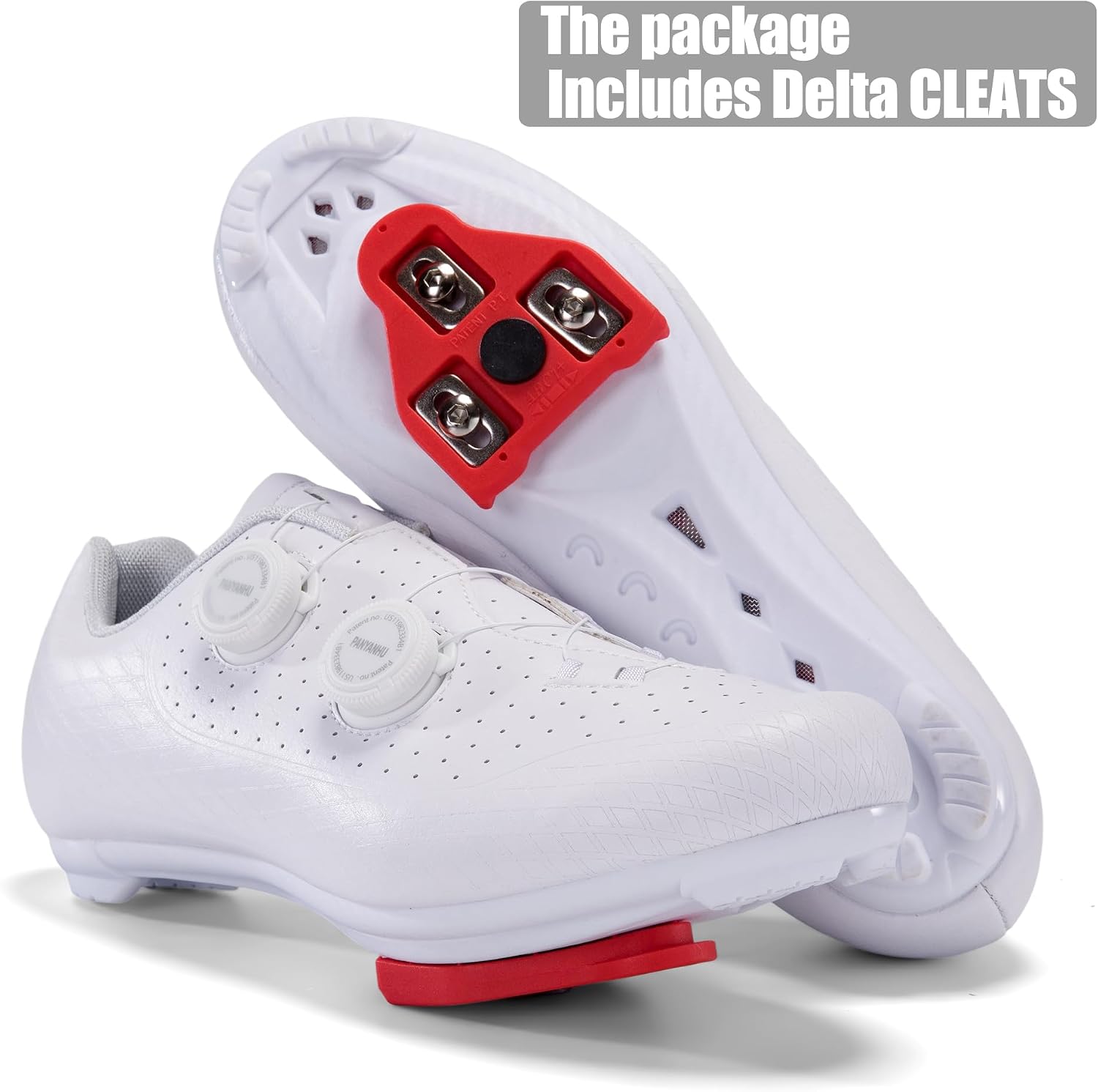 Road Cycling Shoes for Men & Women – Durable Bicycle Biking Shoes with 2 Knob Lock Delta Cleats, Perfect for Indoor & Outdoor Riding