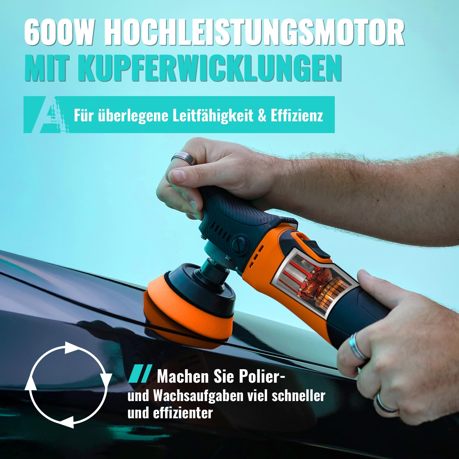 AUTIWOZ Mini Rotationspoliermaschine Auto Set, Kleine Poliermaschine 630W