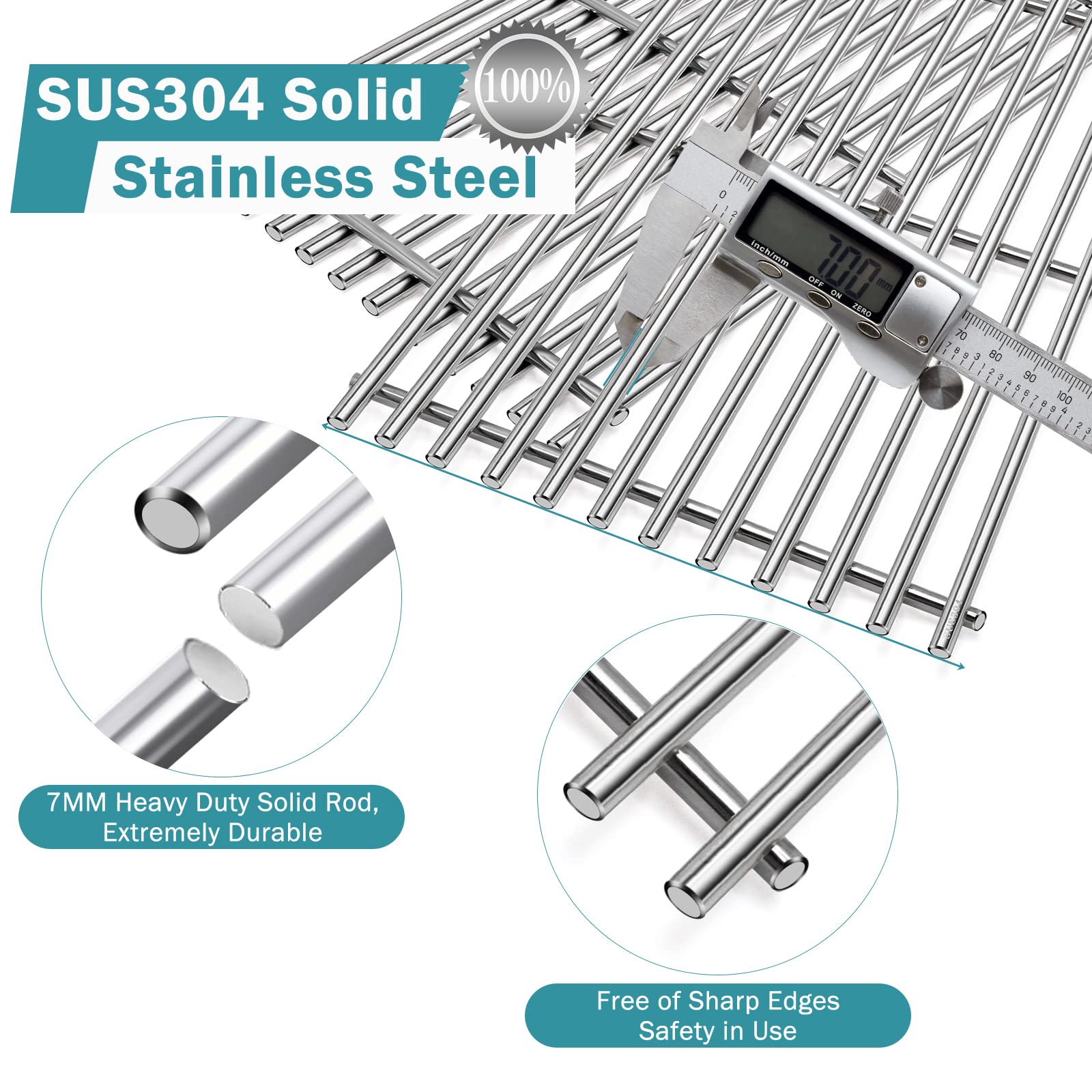 SU304 Edelstahl Grillrost Für Weber Spirit 200/II Serie – 44,5 Cm, 2-teilig – Ersatz Für E-210, S-210, E-220
