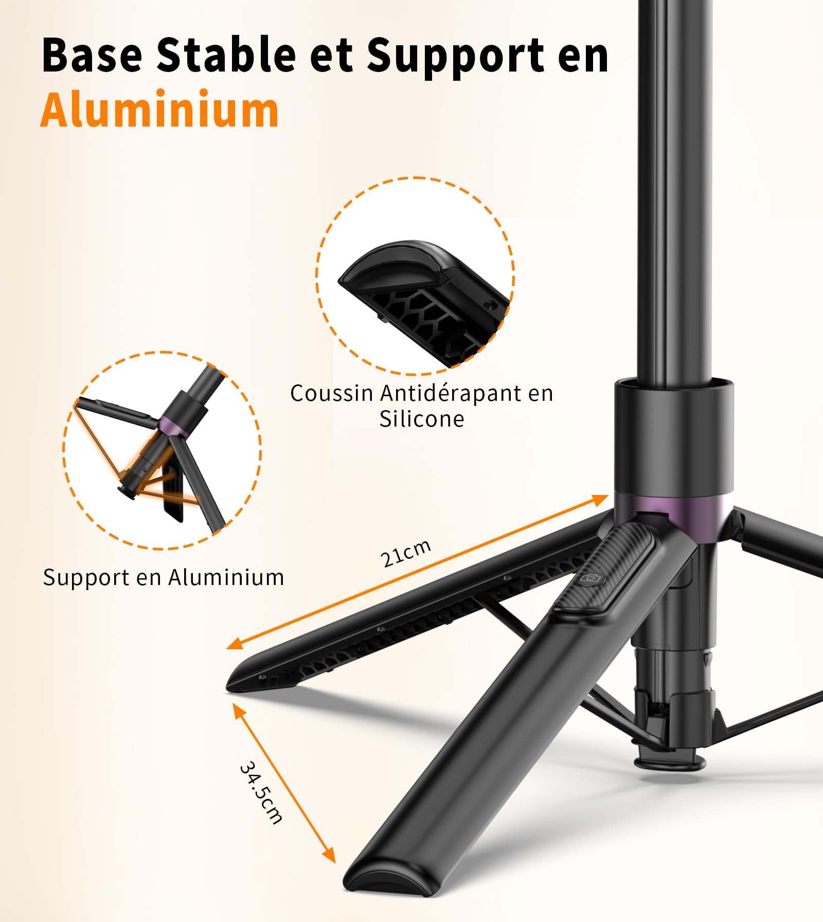 TONEOF 173cm Perche Selfie Magnétique Trépied,Fixations en Aluminium pour Magsafe, Rotatif à 360°,Trépied Voyage Rétractable avec Anneau Métallique&Télécommande,Têtes de Trépieds pour Téléphones-Noir