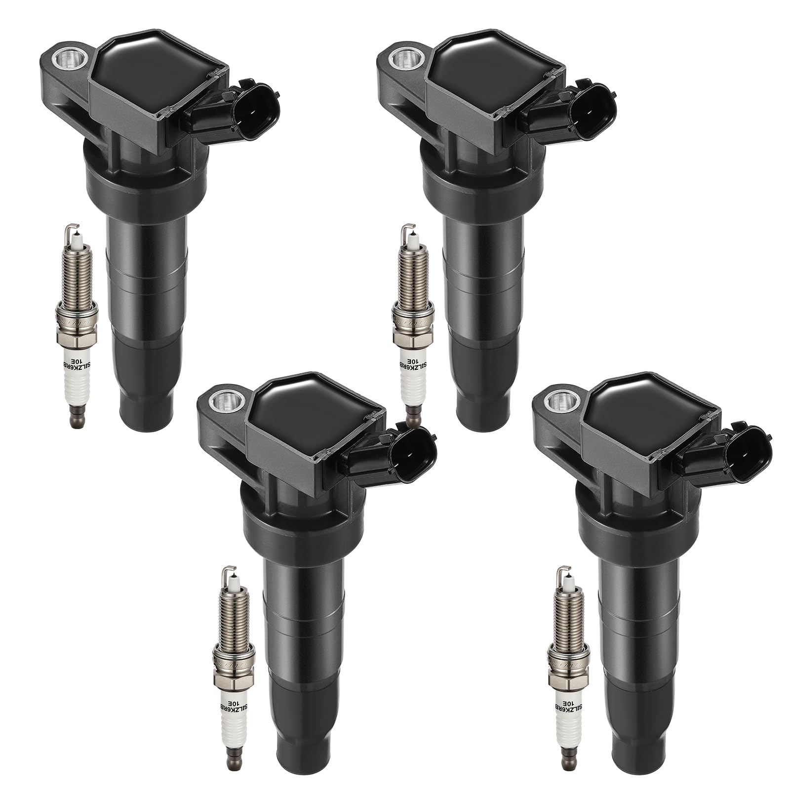 Ignition Coil Pack UF611 and Iridium Spark Plugs XP6203 Set of 4 Compatible with Hyundai Sonata 2011-2014/Santa Fe Sport/Tucson for Kia Sorento 2012-2015/Optima/Sportage 2.4L L4 Replaces C1667 UF611+XP6203
