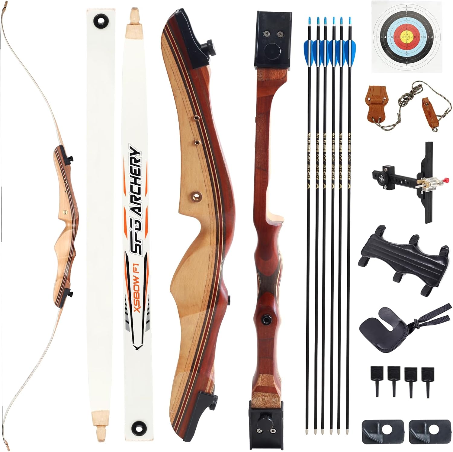 SOPOGER 54" /68'' Archery Set Adult Beginners - 20 lbs /30 bs Takedown Recurve Bows for Adults Youth Teens Men Women Wood Longbow for Outdoor Target Arrow Practice Shooting Training