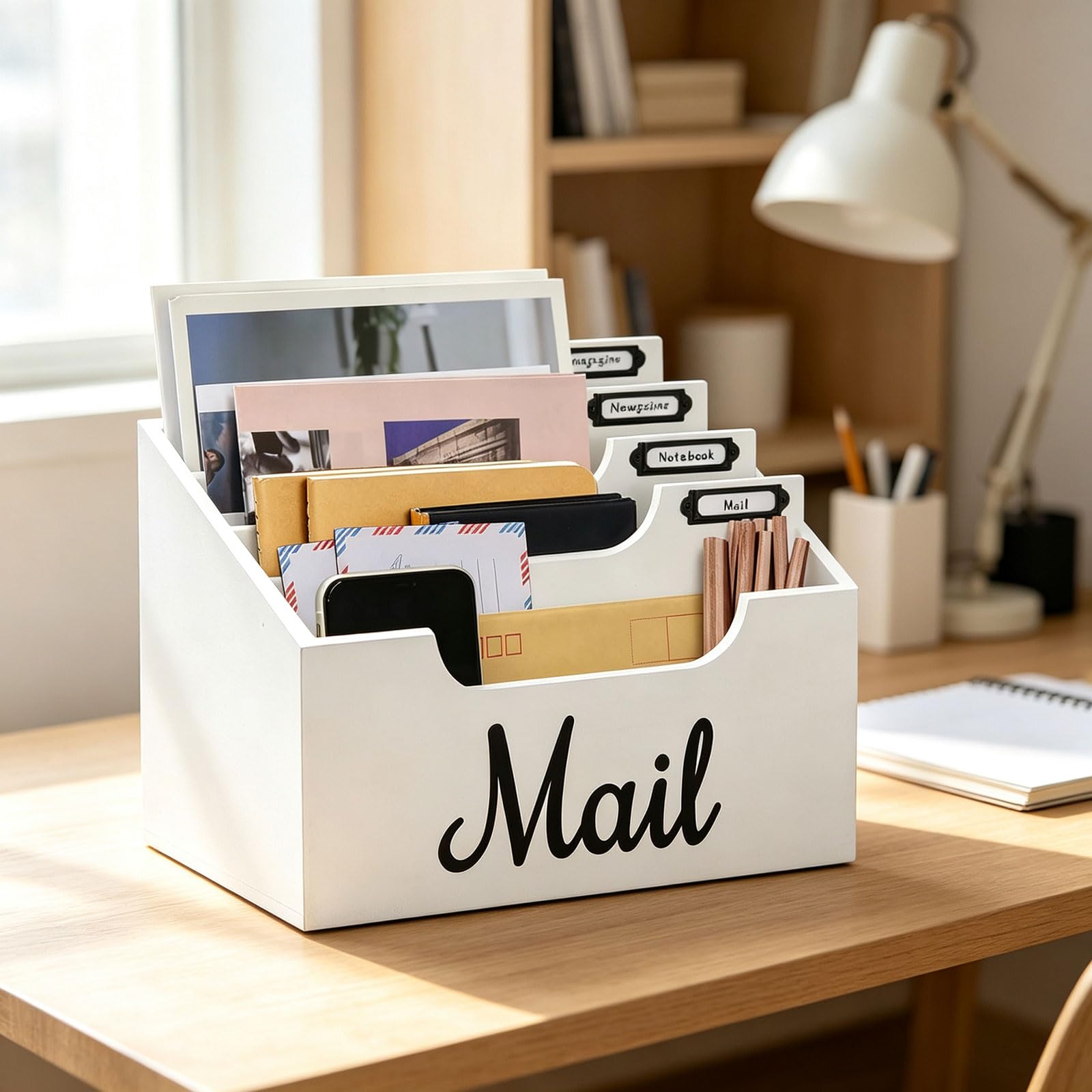 Brief und Dokumenten Organizer mit Holzfächern, Schreibtisch Aufbewahrungsdesign für Empfangstheke, Arbeitsbereich, Desktop Papiersortierer, Holz Post Organizer, Dokumentenablage