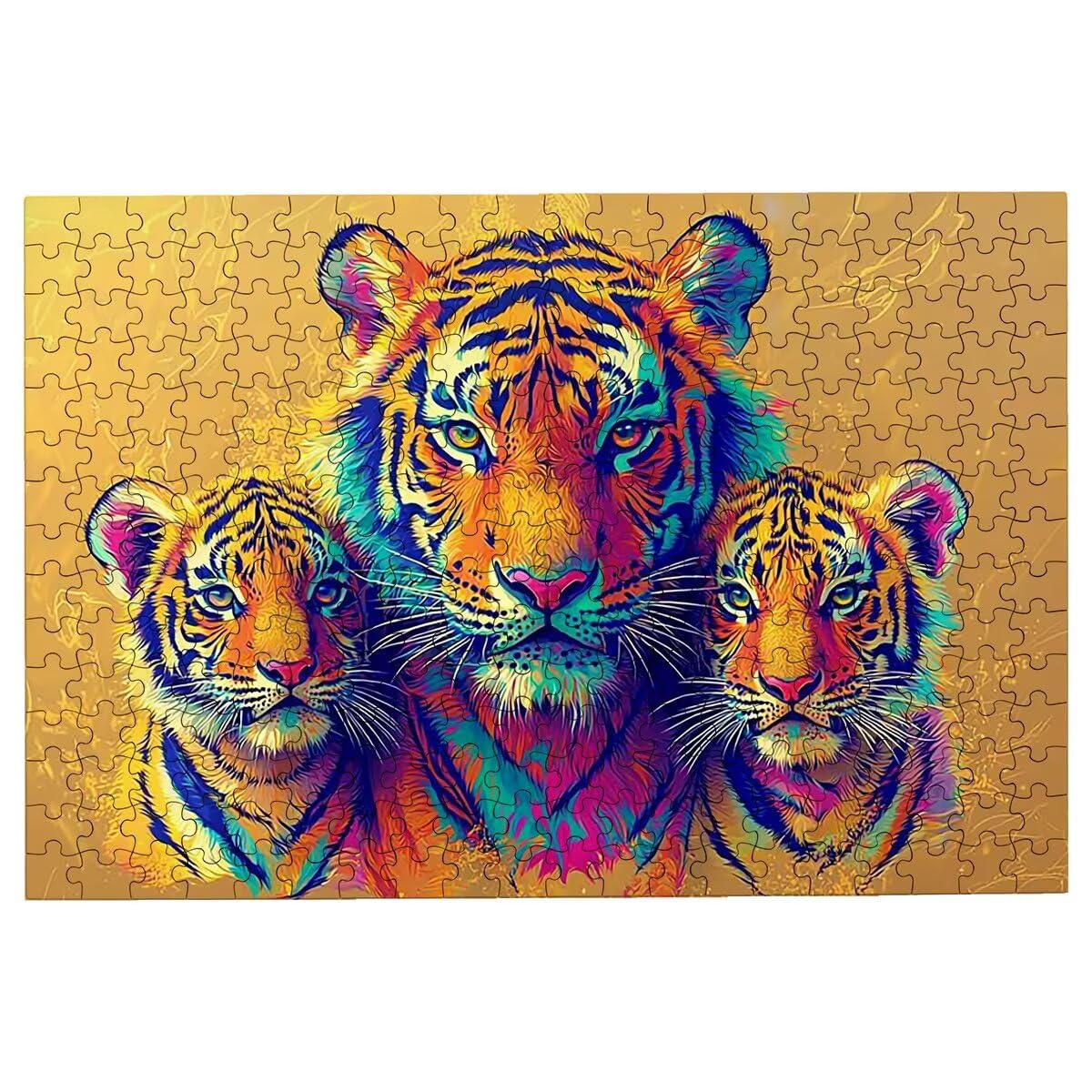 Puzzle 2000 sztuk dla dorosłych tygrys, puzzle zwierzęce, puzzle 2000 sztuk dla dorosłych, drewniane puzzle z pudełkiem na prezent rozmiar 99 x 70 cm, wyzwanie puzzle dla całej rodziny, prezent dla