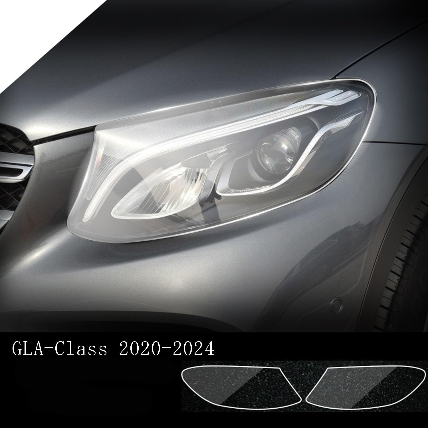 Autoscheinwerfer Schutzfolie für Mercedes-Benz CLA/CLS/EQC/GLA/GLB/GLC/GLE/GLS,Autoscheinwerfer-Schutzfolie Anti-Kratz-Folie TPU-Aufkleber Zubehör,Blackened