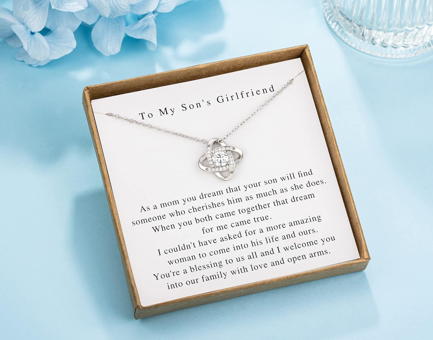 To My Son's Girlfriend Gifts from Mom Sterling Silver Knot Necklace for Sons Girlfriend Valentines Day Gifts - Image 5