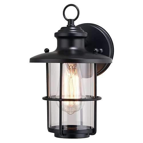 VAXCEL Lake Shore 10 in. H 1-Light Textured Black Coastal