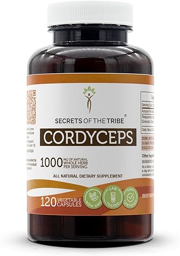 Secrets of the Tribe Cordyceps - 120 cápsulas, hechas con cápsulas vegetales y Cordyceps Cordyceps Sinensis Vitality and Stamina (120 cápsulas)