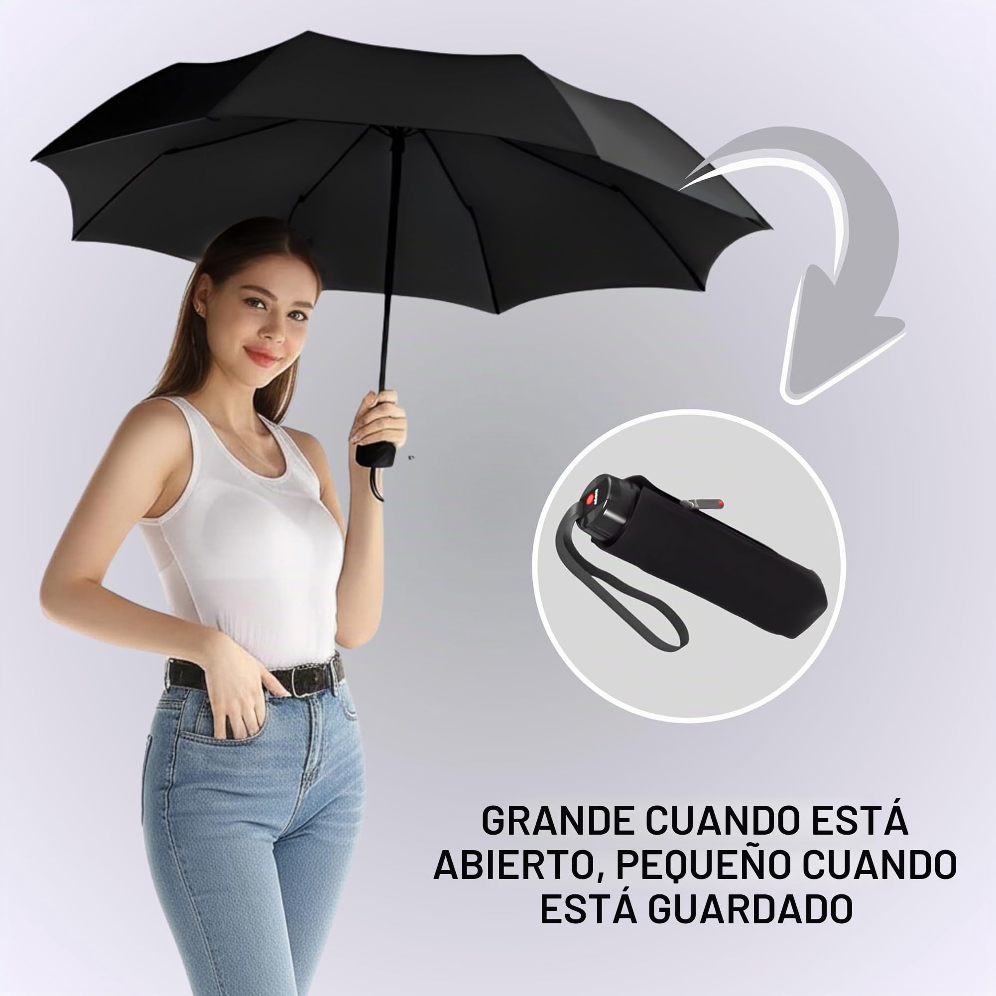 Knirps T.020 - Paraguas de bolsillo (19,5 cm), negro, One Size, Compacto y moderno