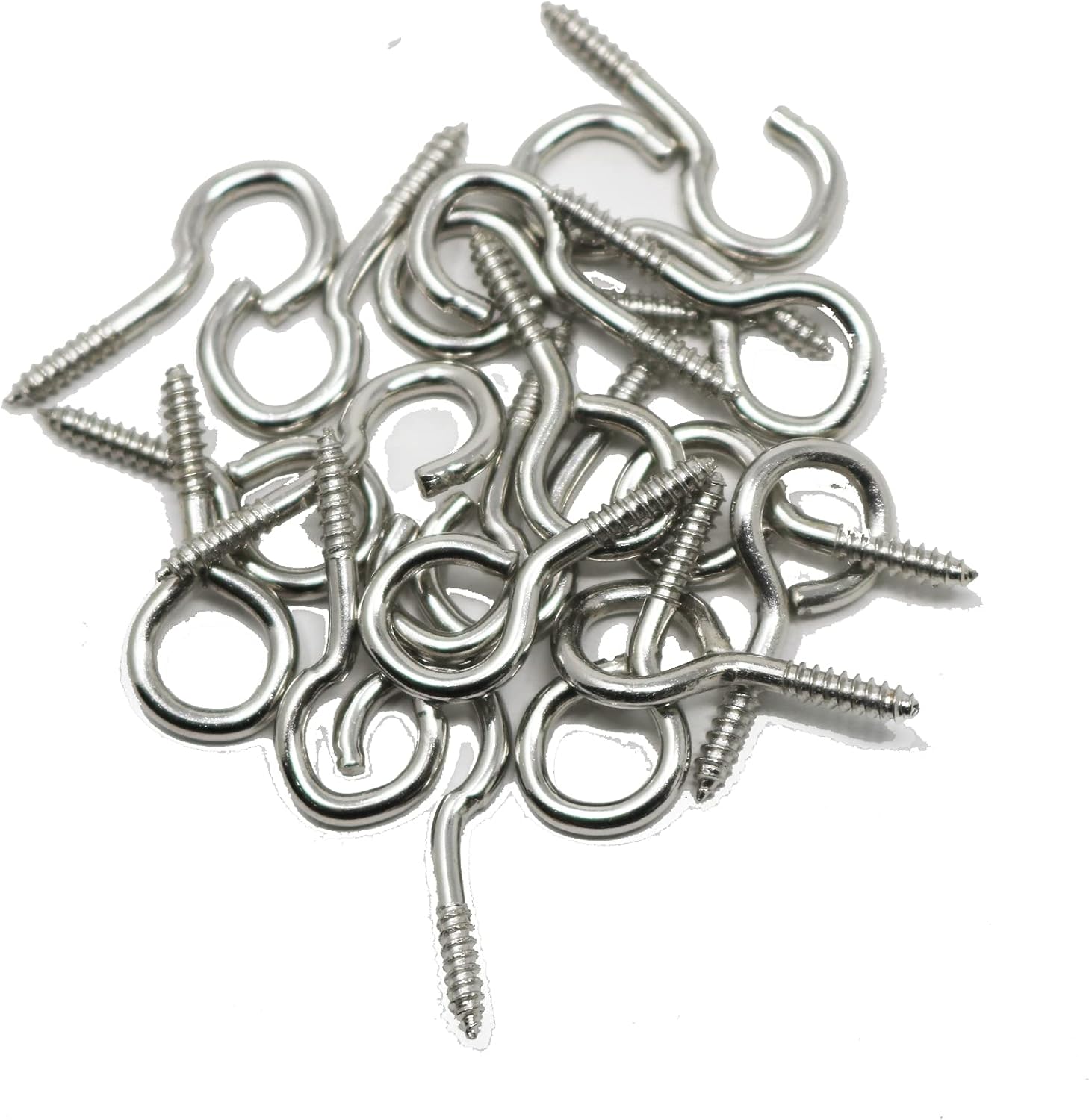 fiXte 20 x Screw in Hooks and Eyes Net Wire Curtain Screws 10 x Hooks