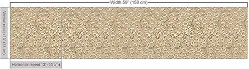 Miniatura 3 de Ambesonne Tela beige de The Yard, patrón de damasco de remolinos florales barrocos, estilo victoriano clásico en fondo retro antiguo, tela