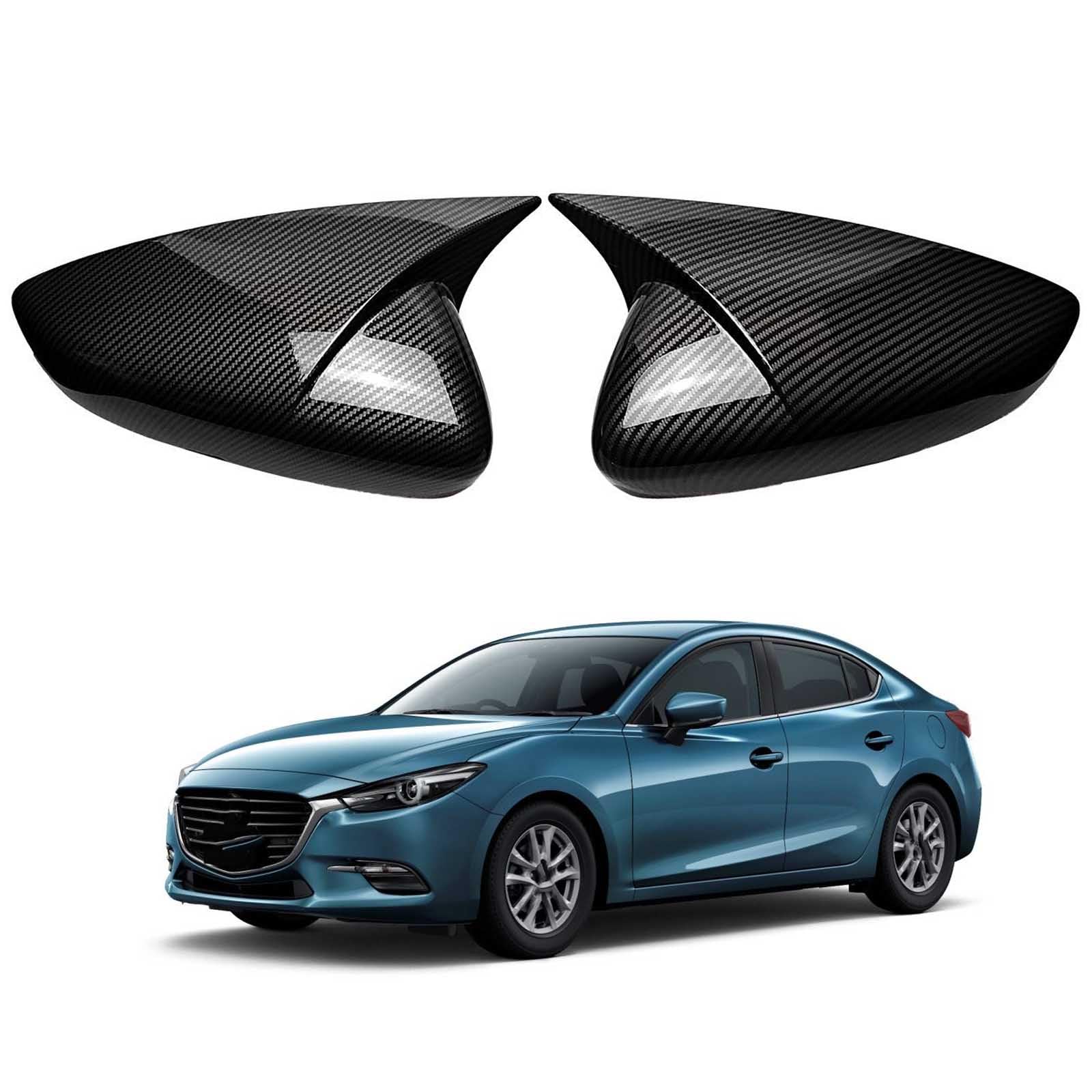 PAPEP Door Mirror Cover Caps for Mazda3 Axela 2020, Left Right Side Wing Rearview Mirror Cover Lid 2 Pieces Exterior Styling Accessory,Carbon fiber texture