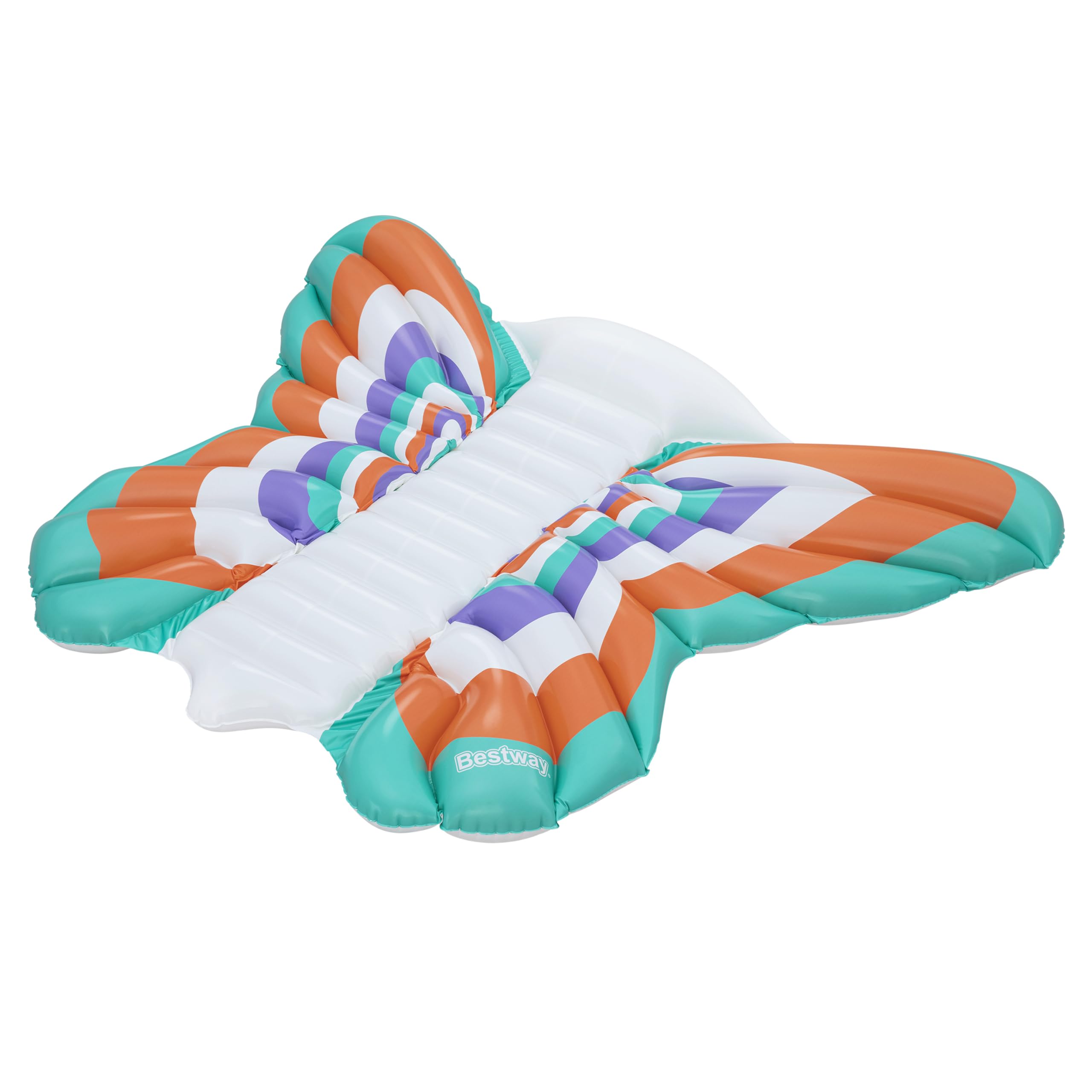 Bestway Luftmatratze Sommerfalter, 186 x 146 x 21 cm, 1 Person, Strapazierfähiges PVC, I-Beam-Konstruktion, Buntes Schmetterlingsdesign, Color Shield-Beschichtung, Sicherheitsventile, Reparaturflicken