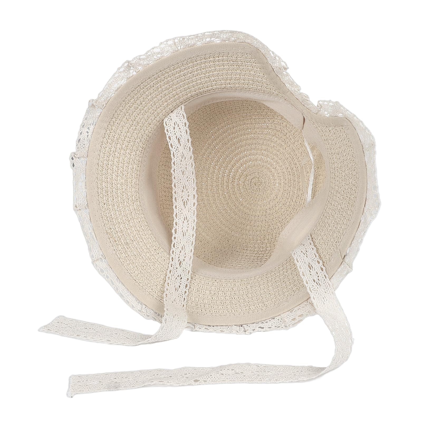 RUIXIA Ensemble Chapeau de Paille et Sac de Paille pour Fille Chapeau de Soleil avec Dentelle pour Fille Chapeaux de Soleil d'été Enfant pour Plage Voyage Randonée 2-5 Ans