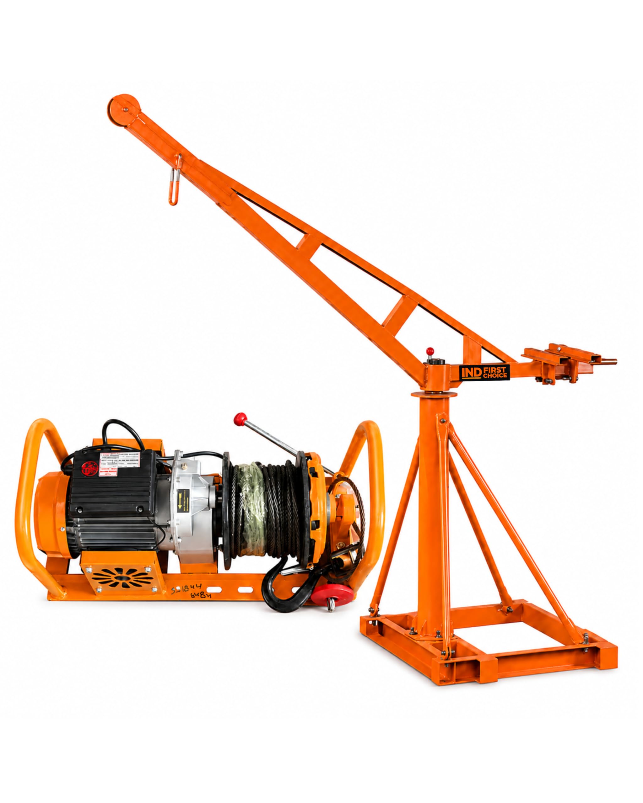 Mini Crane with Electric Winch | Single Phase | 53-55 Kg Heavy Duty Frame | 8 mm Wire Rope | Construction Material Lifting Crane-picture-48